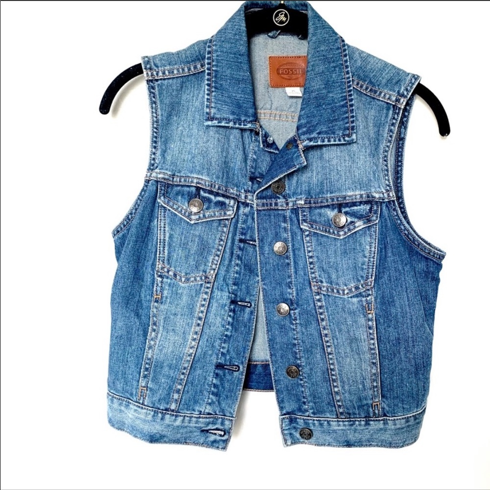 Vintage custom denim Fossil vest - Picture 9 of 10